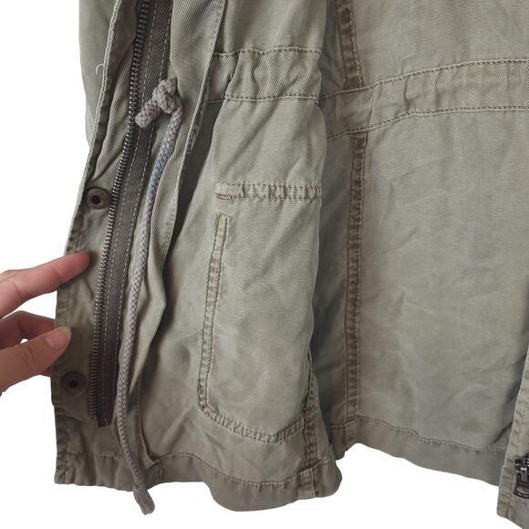 Lucky Brand Womens Military Style Shacket Sz Large Cinch Waist Roll Tabs Olive - Picture 6 of 14